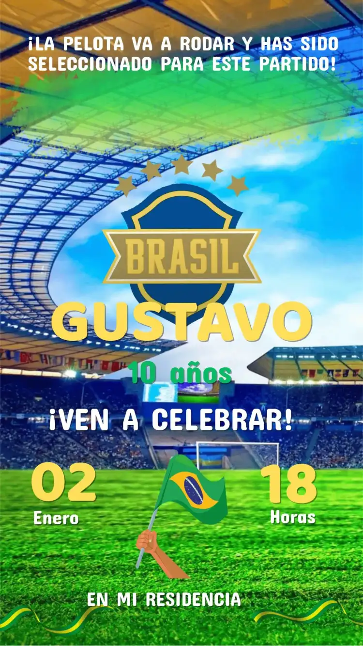 Invitación Cumpleaños Fútbol