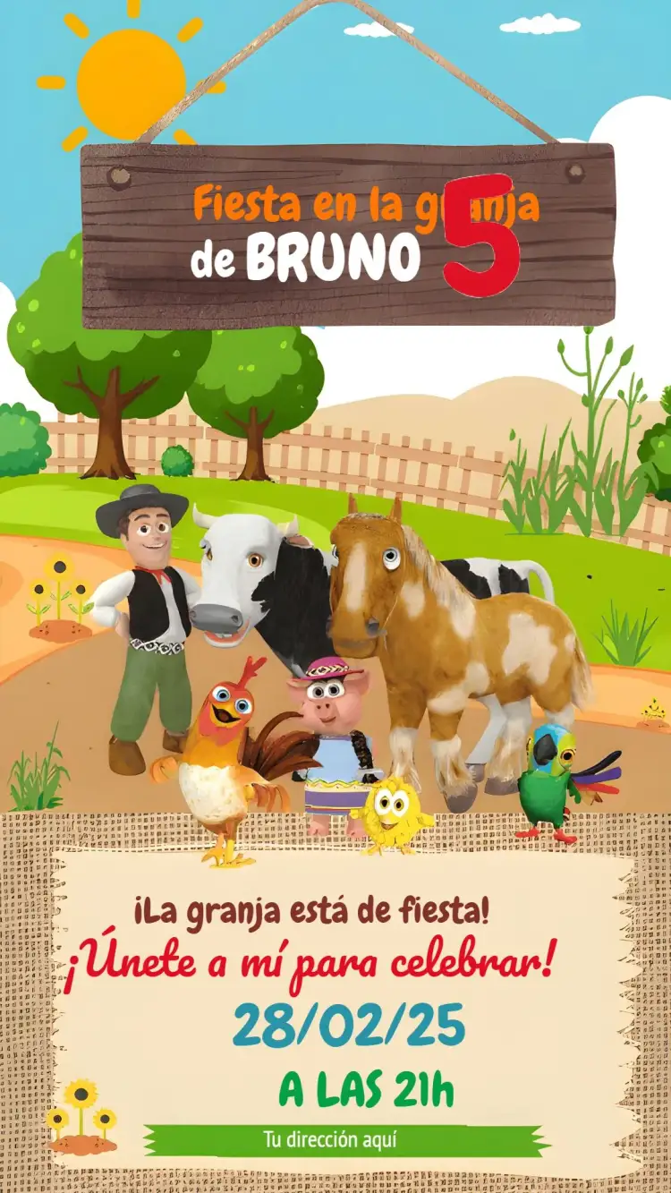 Invitación Granja De Zenon Infantil – tema Más buscados colorido, lúdico, temático, divertido, infantil