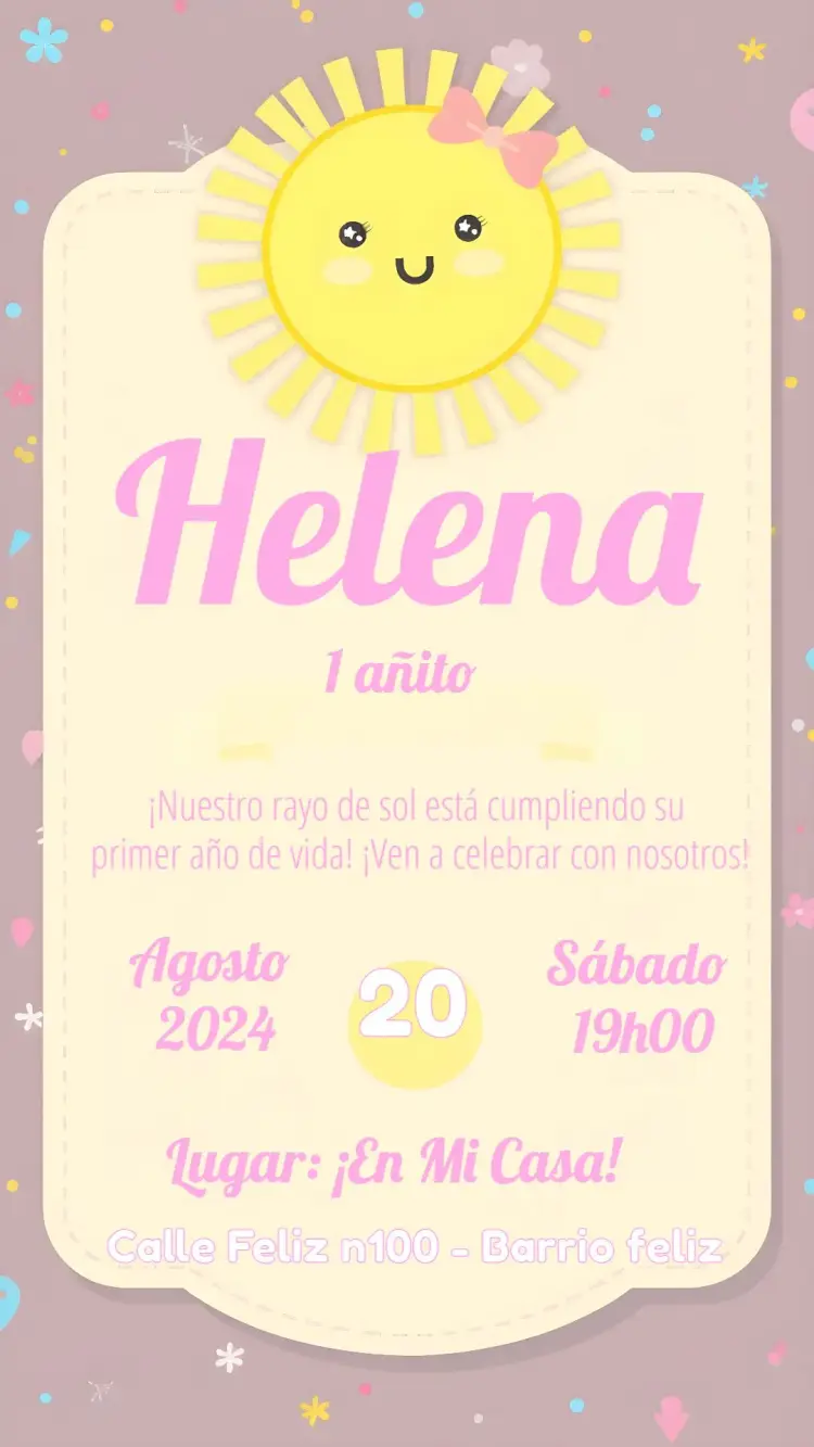 Invitación Rayo De Sol Amarillo