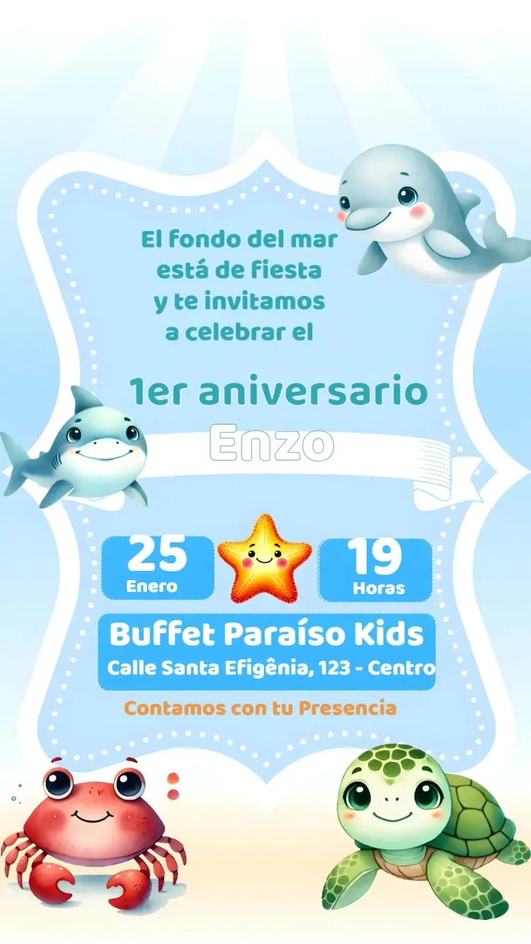 Invitación Fondo Del Mar Marino