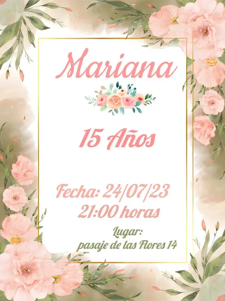 Invitación 15 Años Floral Debutante