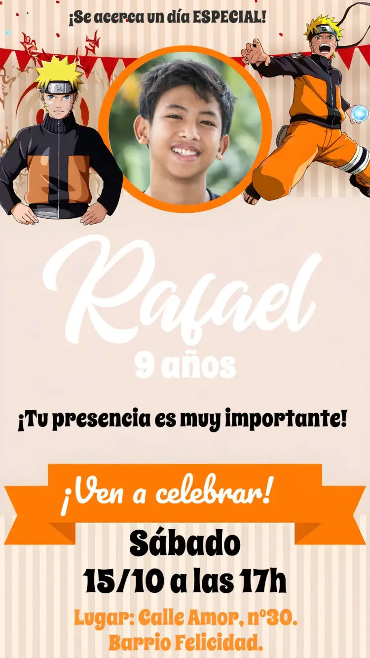 Invitación Naruto Con Foto Akatsuki