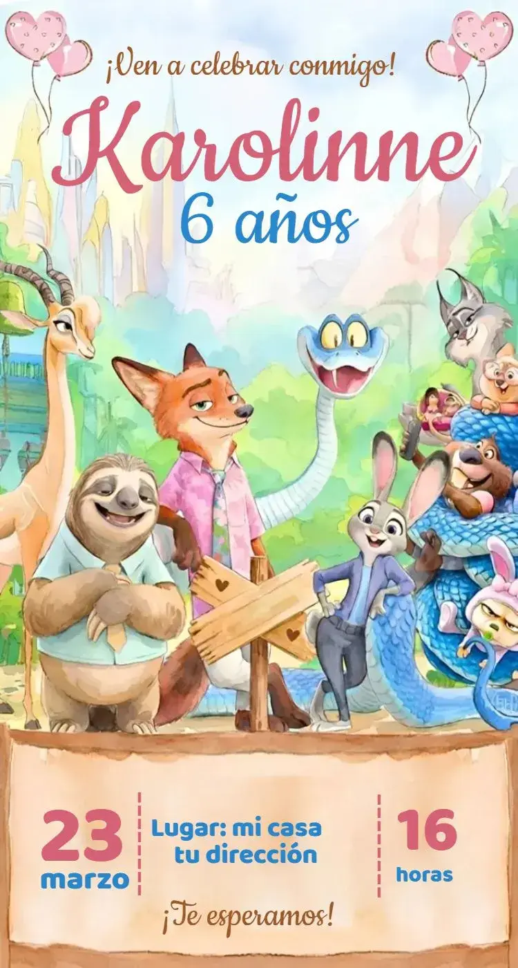 Invitación Zootopia 1