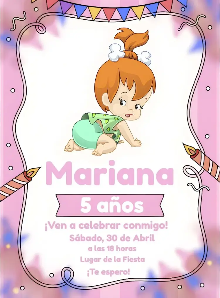 Invitación Pedrita Flinstones Edad