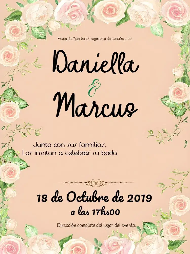 Invitación Boda Floral Rosa
