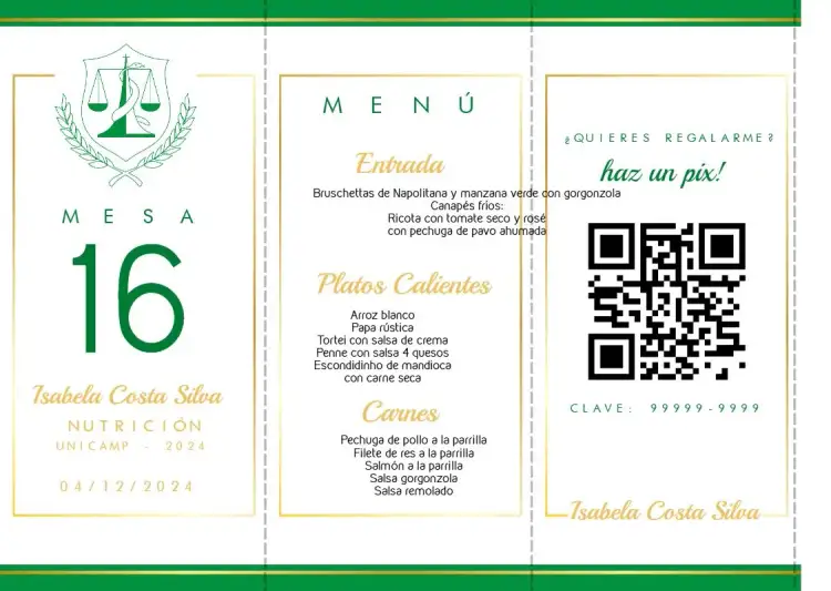 Invitación Menú Triángulo Graduación Nutrición Graduando – tema Graduación verde, moderno, triangular, elegante, minimalista, saudável