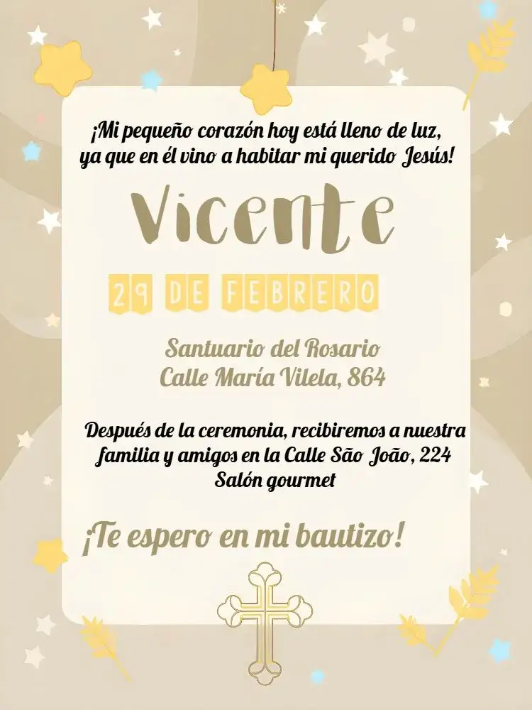 Invitación Bautizo Digital – tema Primera Comunión colorido, angelitos, moderno, infantil, alegre