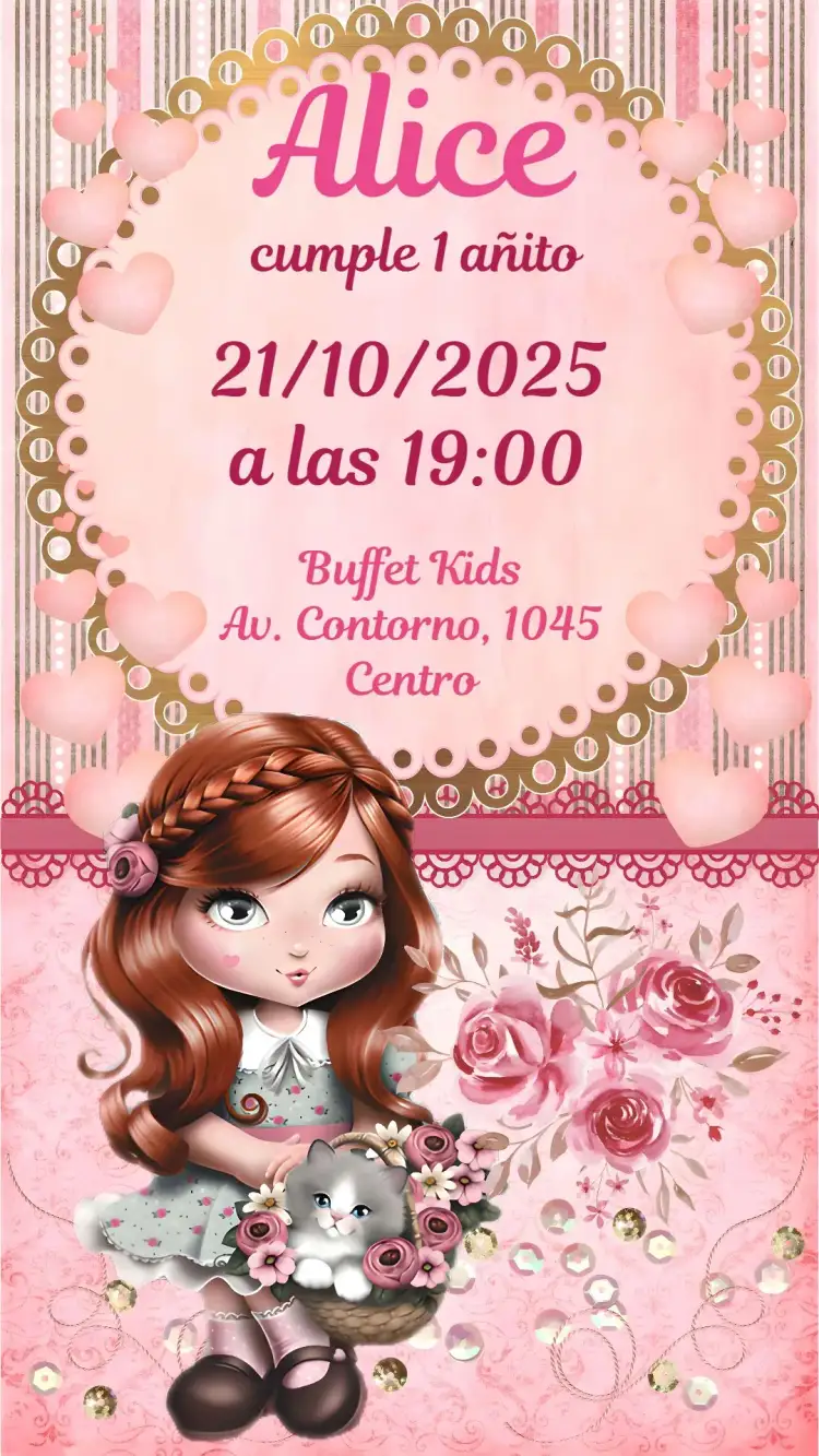 Invitación Jolie – tema Cumpleaños Infantil colorido, divertido, ilustraciones infantiles, moderno, lúdico, juguetón