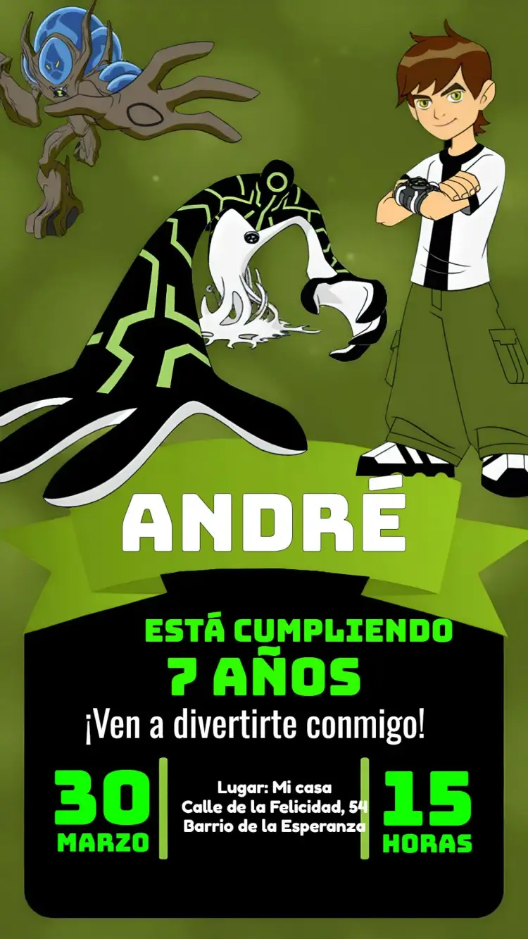 Invitación Ben 10 Infantil