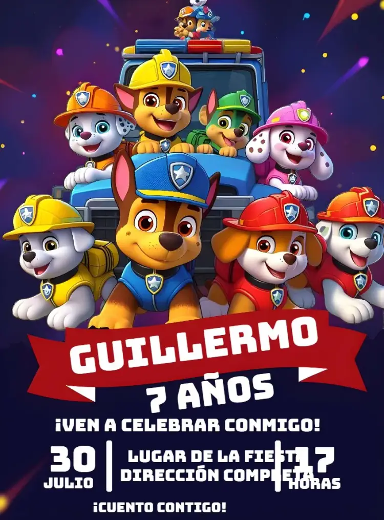 Invitación Patrulla Canina Rubble