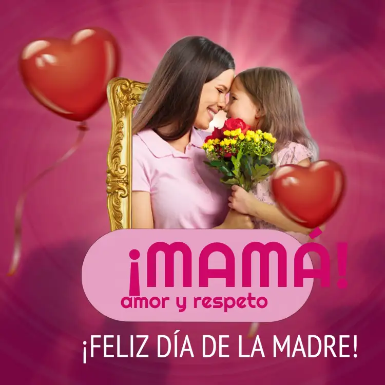 Invitación Publicación Día de la Madre Hija – tema Fechas Conmemorativas rosa, rojo, floral, moderno, delicado, alegre