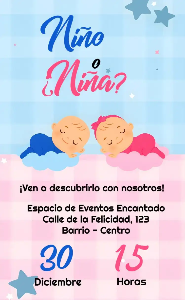 Invitación Para Fiesta de Revelación de Género Niña – tema Revelación Bebé rosa, delicado, fofo, moderno, minimalista, festivo