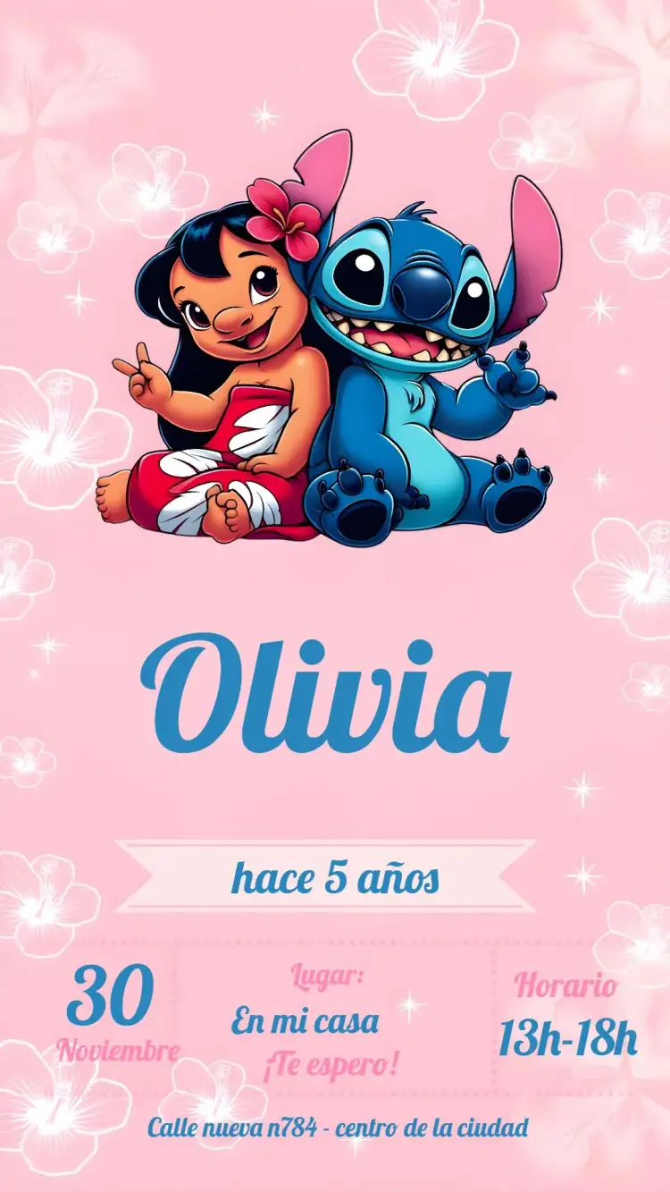 Invitación Lilo Y Stitch Disney – tema Más buscados colorido, divertido, tropical, infantil, temático, animado