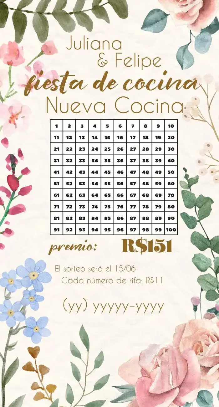 Té de Cocina de Rifa Floral de Boda