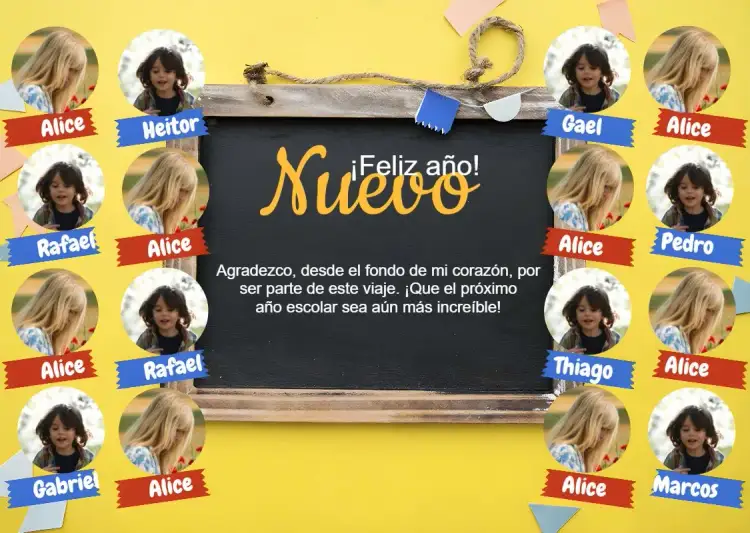 Invitación Tarjeta Felices Fiestas de Fin de Año con Foto de Niño – tema Fechas Conmemorativas colorido, festivo, alegre, moderninho, divertido