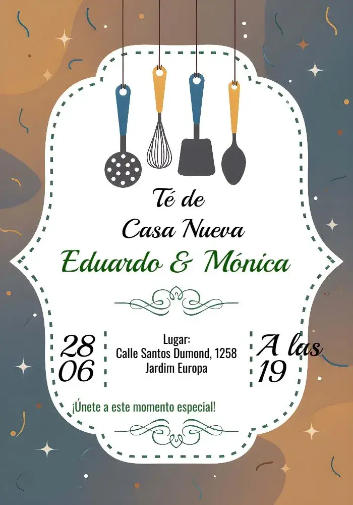 Invitación Té De Casa Nueva Azul