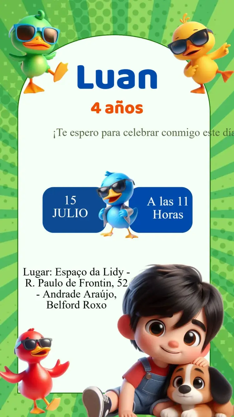 Invitación Cumpleaños Bento y Totó