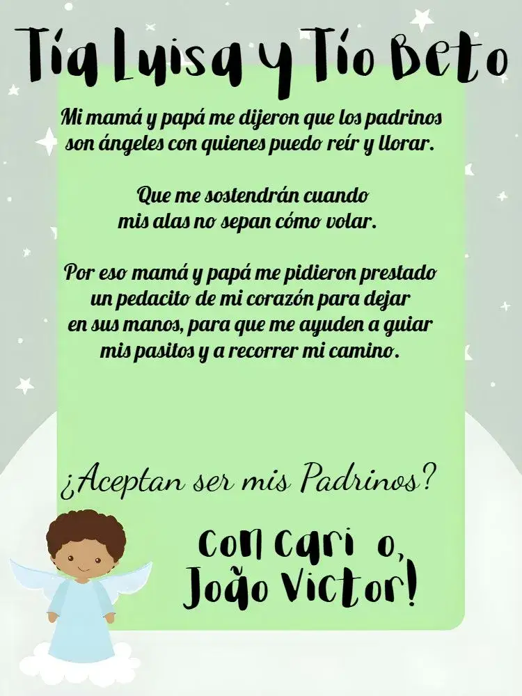 Invitación Padrinos De Bautismo Blanco – tema Bautismo blanco, delicado, angelito, religioso, minimalista