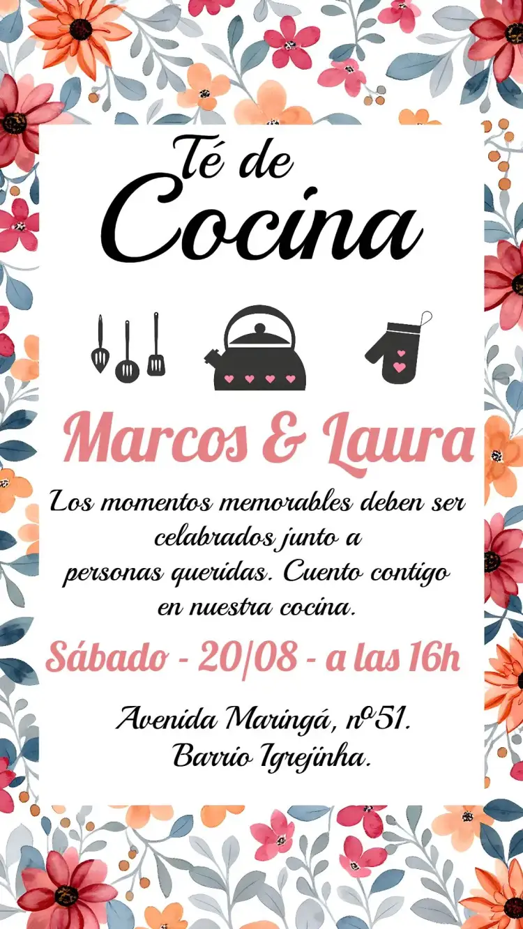 Invitación Invitación Fiesta Floral Tarjeta de Regalo – tema Despedida de Soltera floral, vibrante, colorido, moderno, elegante, alegre