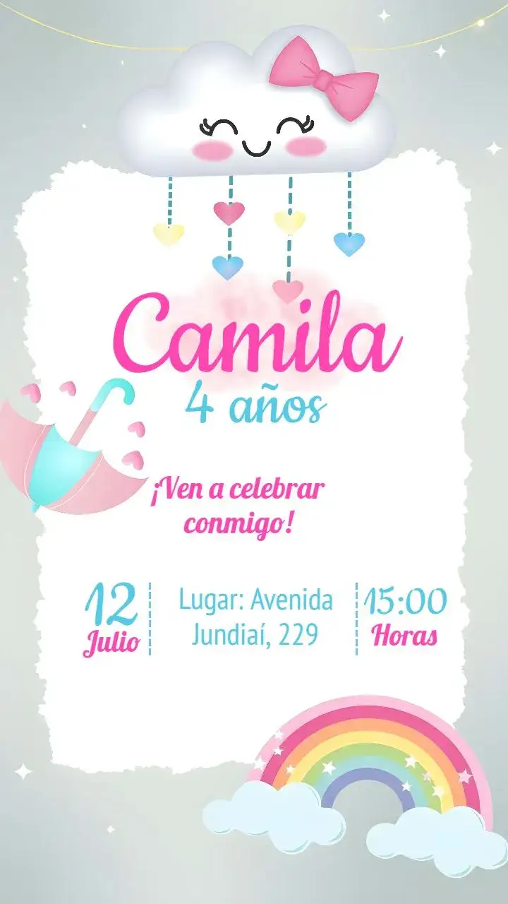 Invitación Lluvia De Amor Rosa – tema Más buscados delicado, floral, moderno, suave, infantil, aéreo