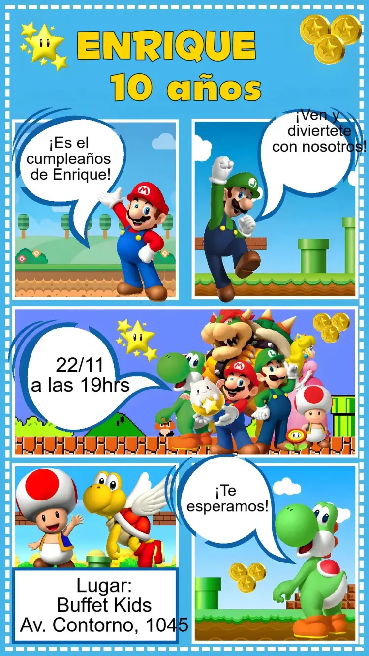 Invitación Super Mario Bros