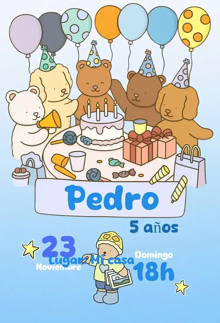 Invitación digital bobbie goods candy color niño