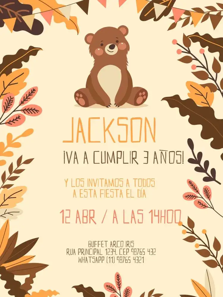 Infantil Masculino Oso Otoñal Lúdico