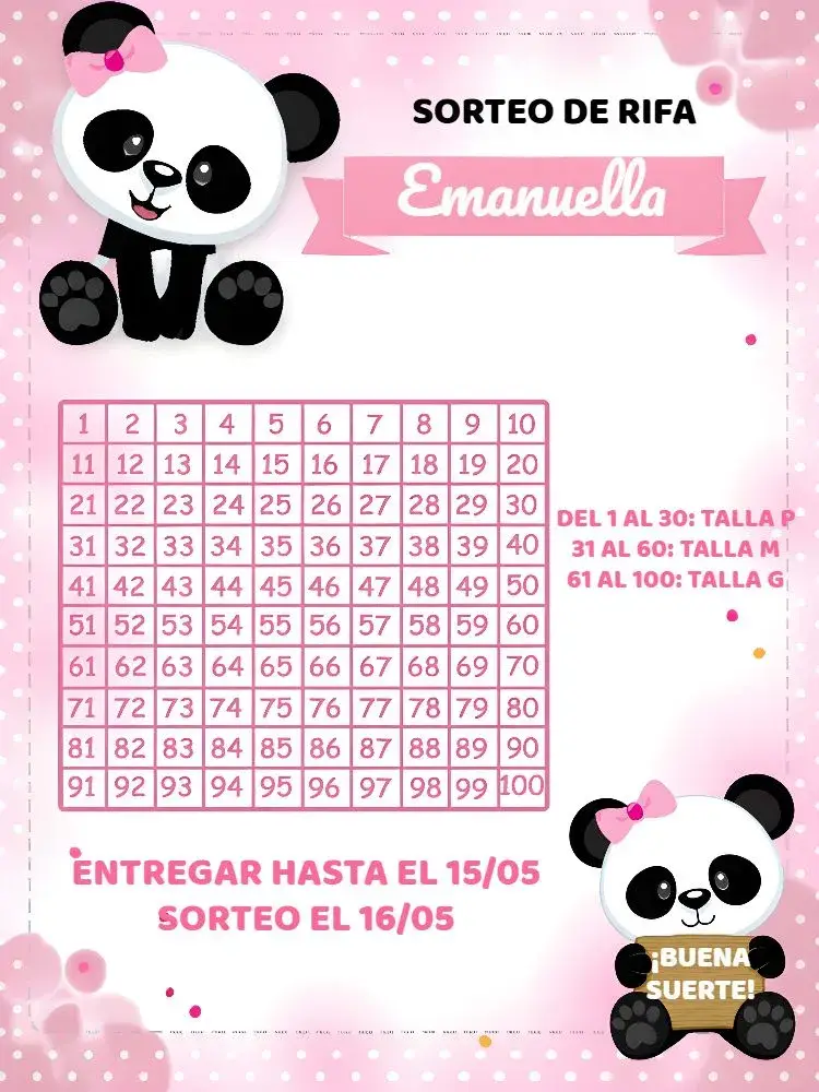 Invitación Té Rifa Pandinha Panda