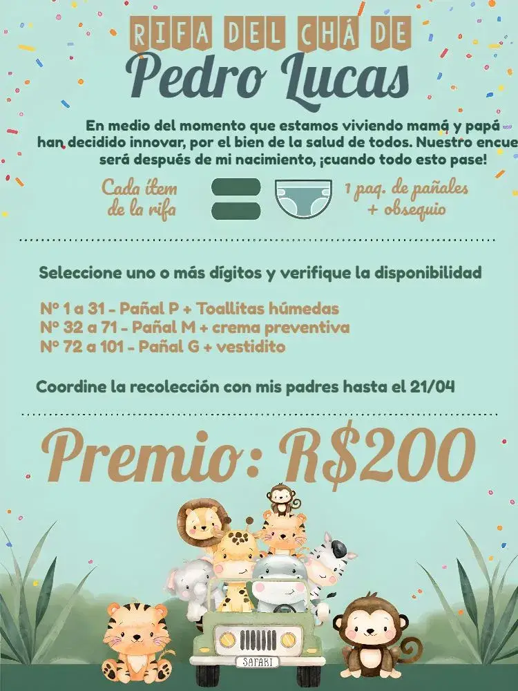 Invitación Baby Shower Safari de Niño editable y personalizable
