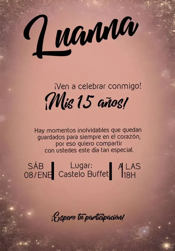 Invitación Glitter Años editable y personalizable