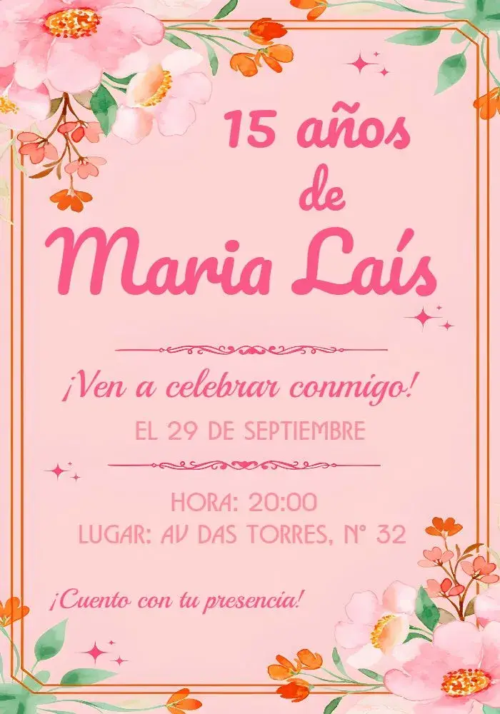 Invitación 15 Años Floral Morado