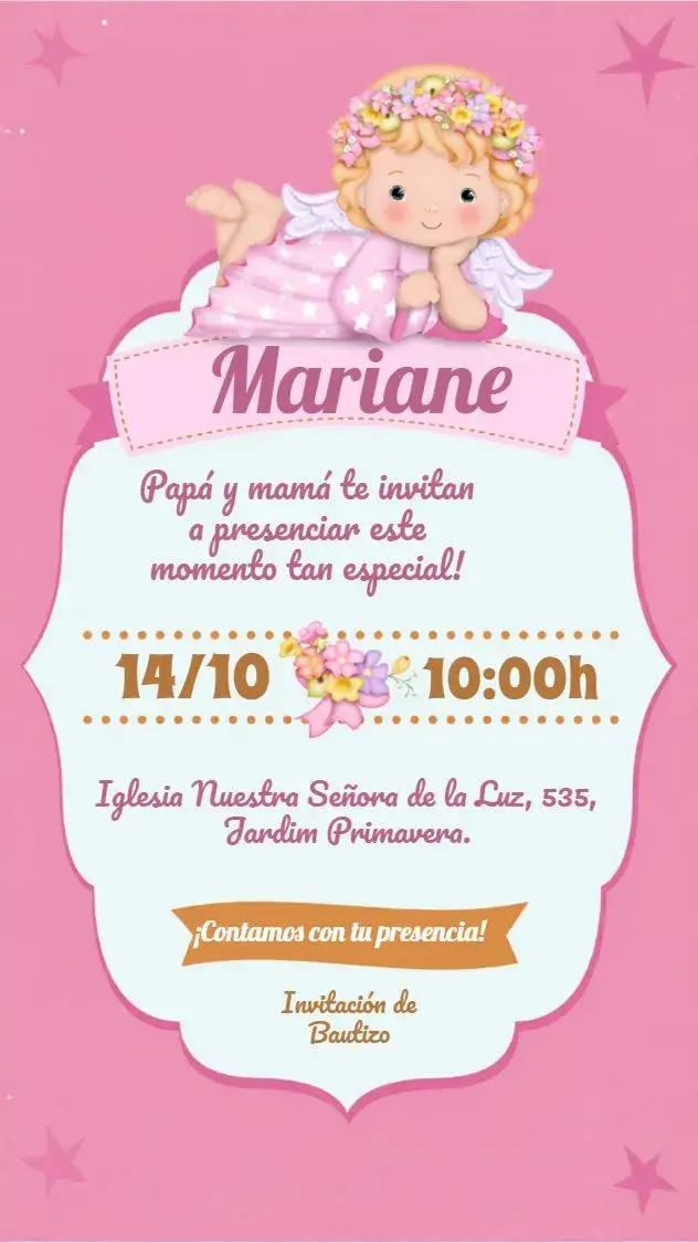 Invitación Bautizo Angelito Infantil