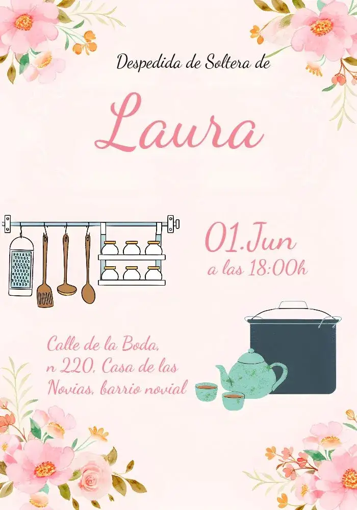 Invitación Despedida De Soltera Floral Rosa – tema Despedida de Soltera floral, romántico, colorido, moderno, elegante, femenino