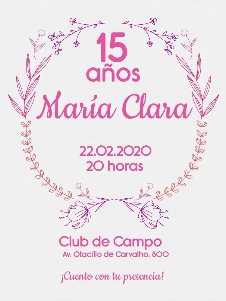 Invitación De 15 Años Minimalista En El Jardín Adolescente – tema 15 años minimalista, jardín, acuarela, flores, colores suaves