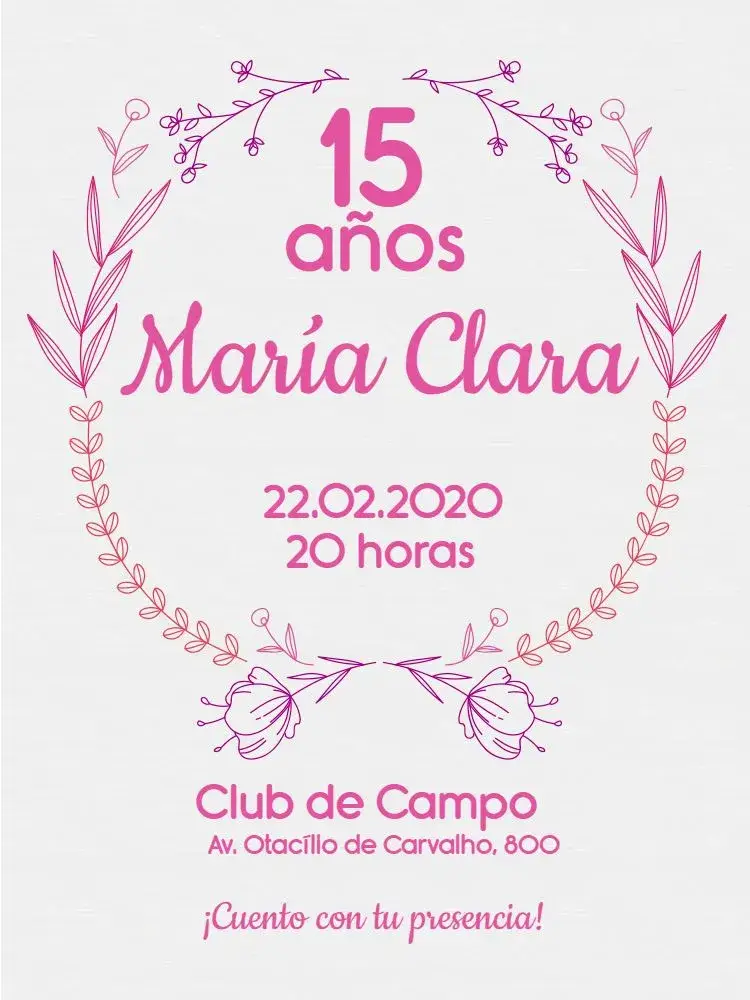 Invitación De 15 Años Minimalista En El Jardín Adolescente editable y personalizable