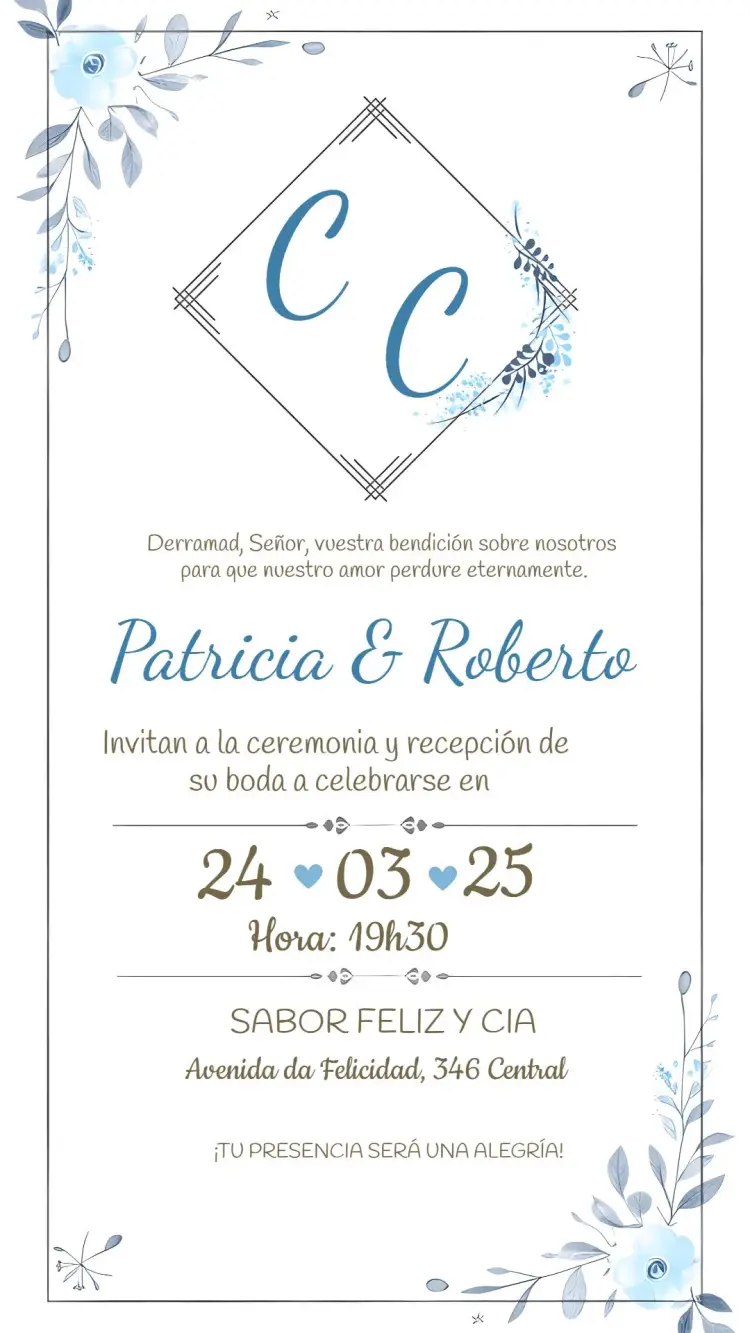 Invitación Boda Floral Flores editable y personalizable