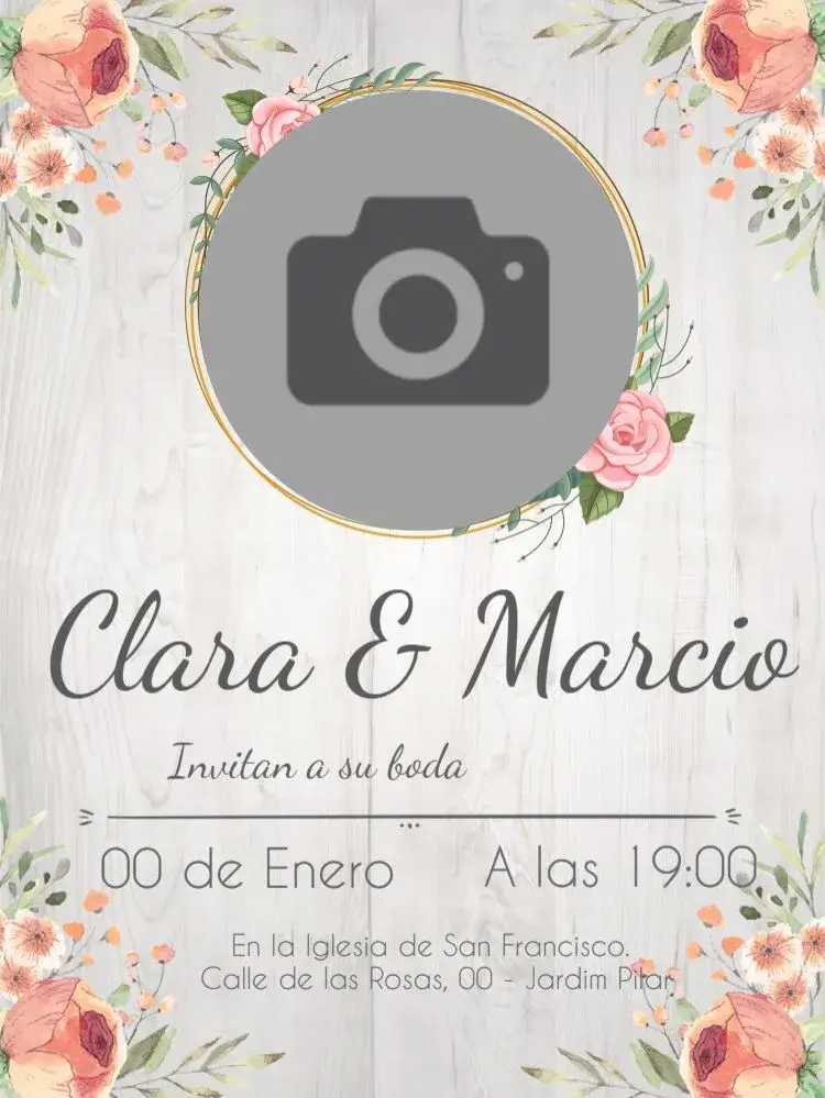 Invitación Boda Rústica Rosas Celebración editable y personalizable