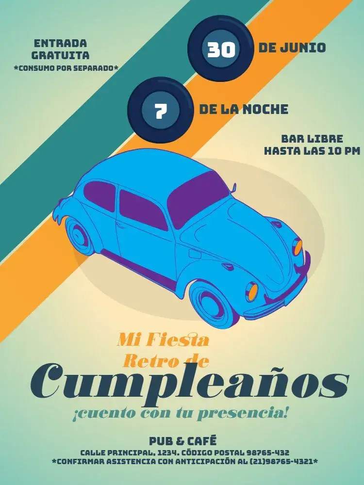 Invitación Fusca Retrô Verde
