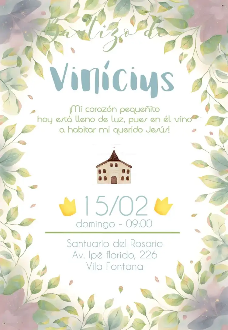 Invitación Bautismo Confirmación – tema Primera Comunión delicado, angelical, minimalista, elegante, moderno