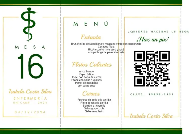 Invitación Menú Triángulo Graduación de Medicina Médica – tema Graduación verde, moderno, triangular, sofisticado, minimalista