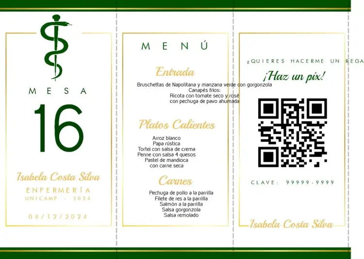 Invitación Menú Triángulo Graduación de Medicina Médica