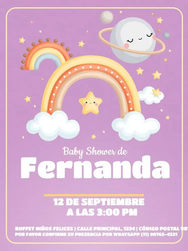 Invitación Baby Shower Celebración Arcoíris