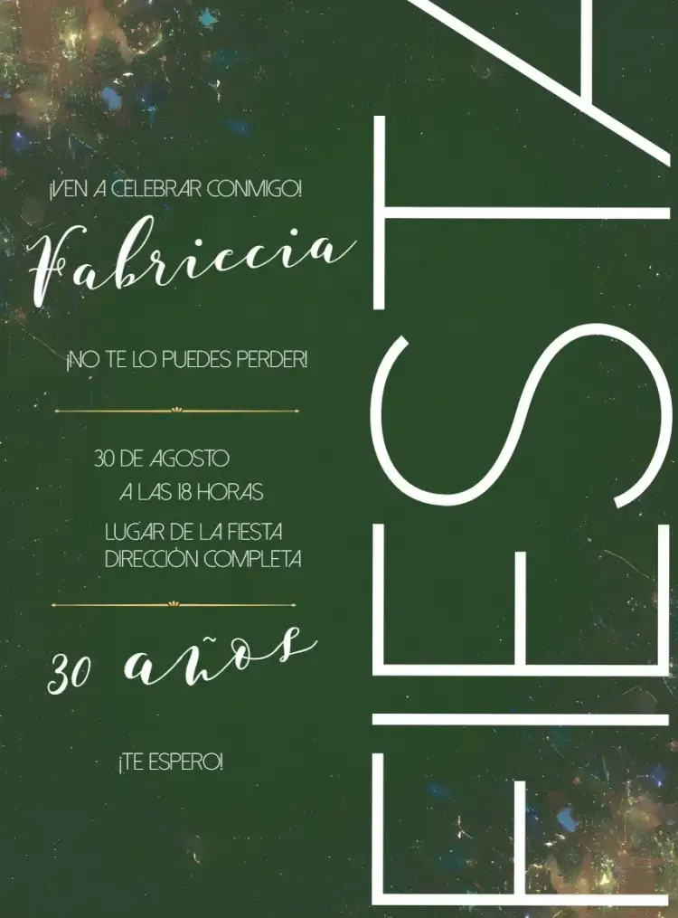 Invitación 30 Años Fiesta Adulto