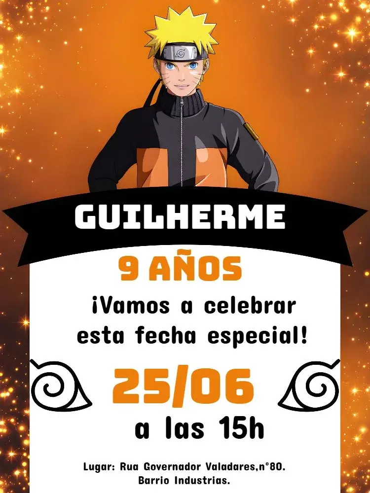 Invitación Naruto Naranja