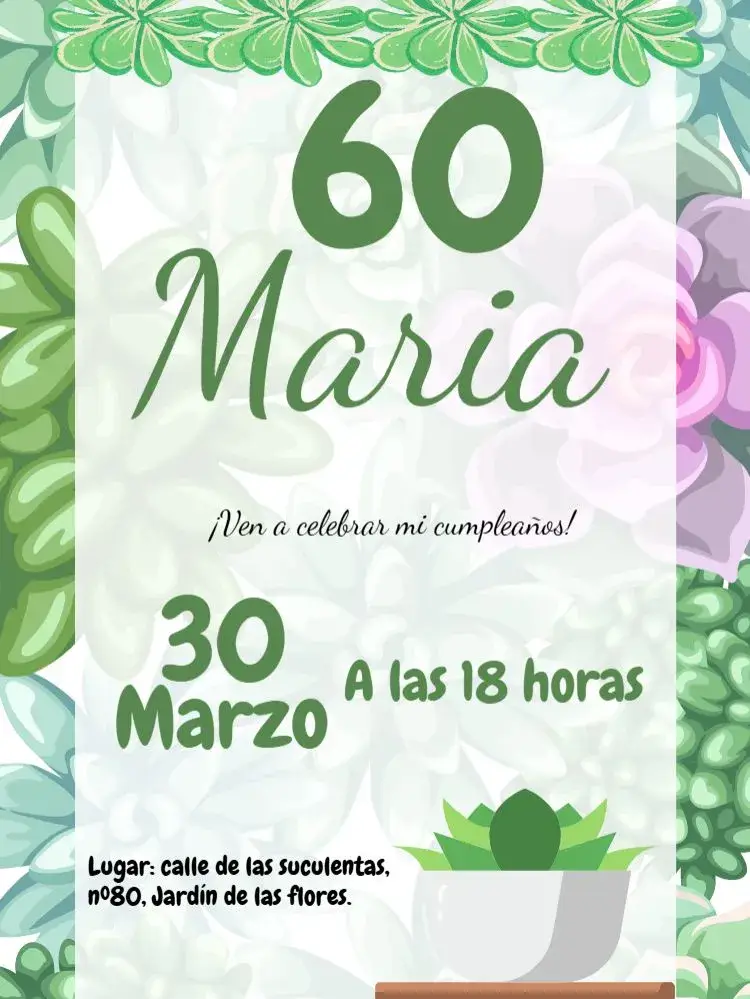Invitación Plantas Suculentas