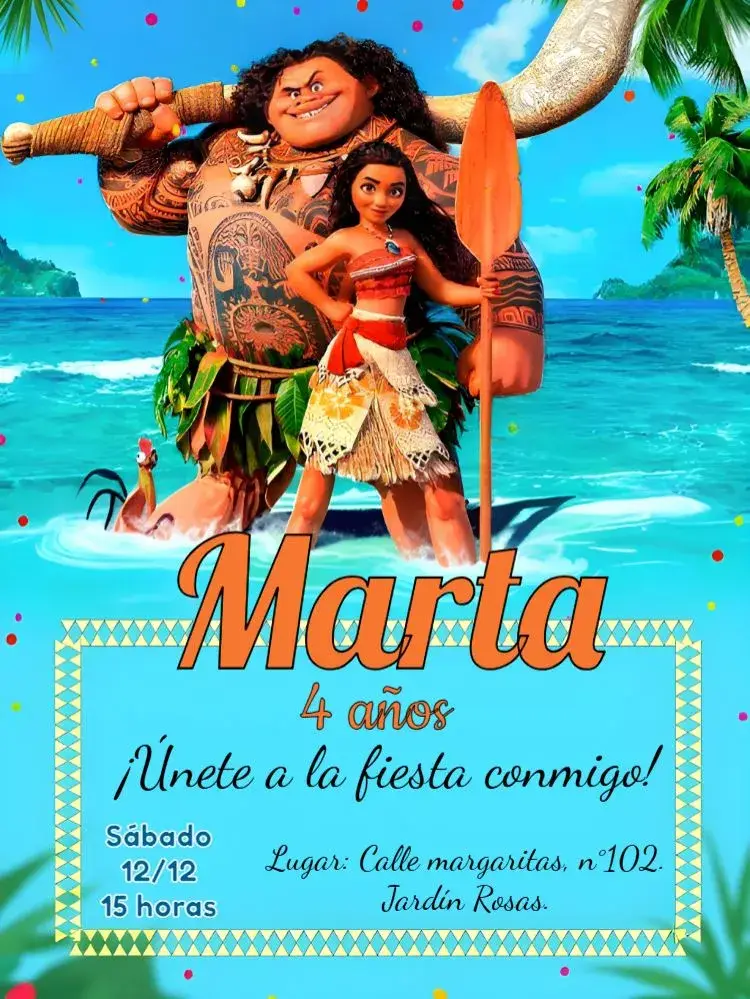Invitación Moana Disney