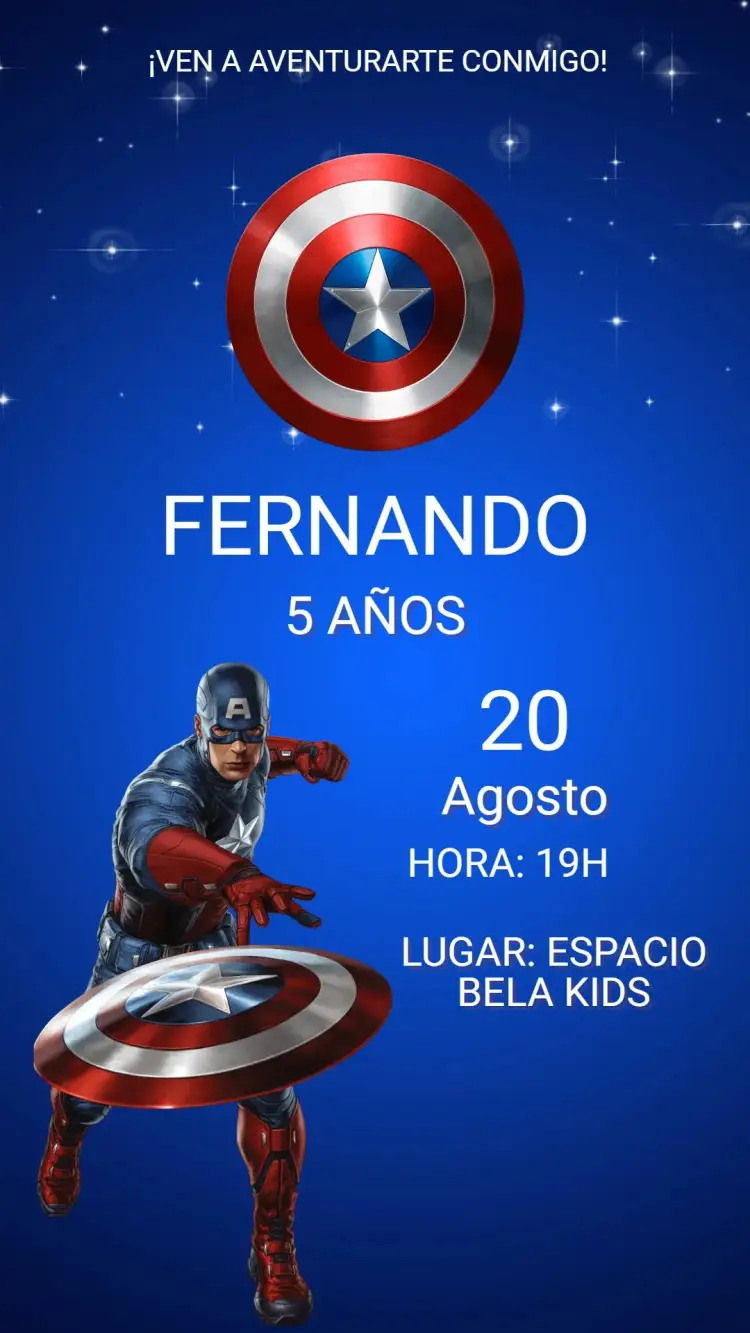 Invitación Cumpleaños Capitán América