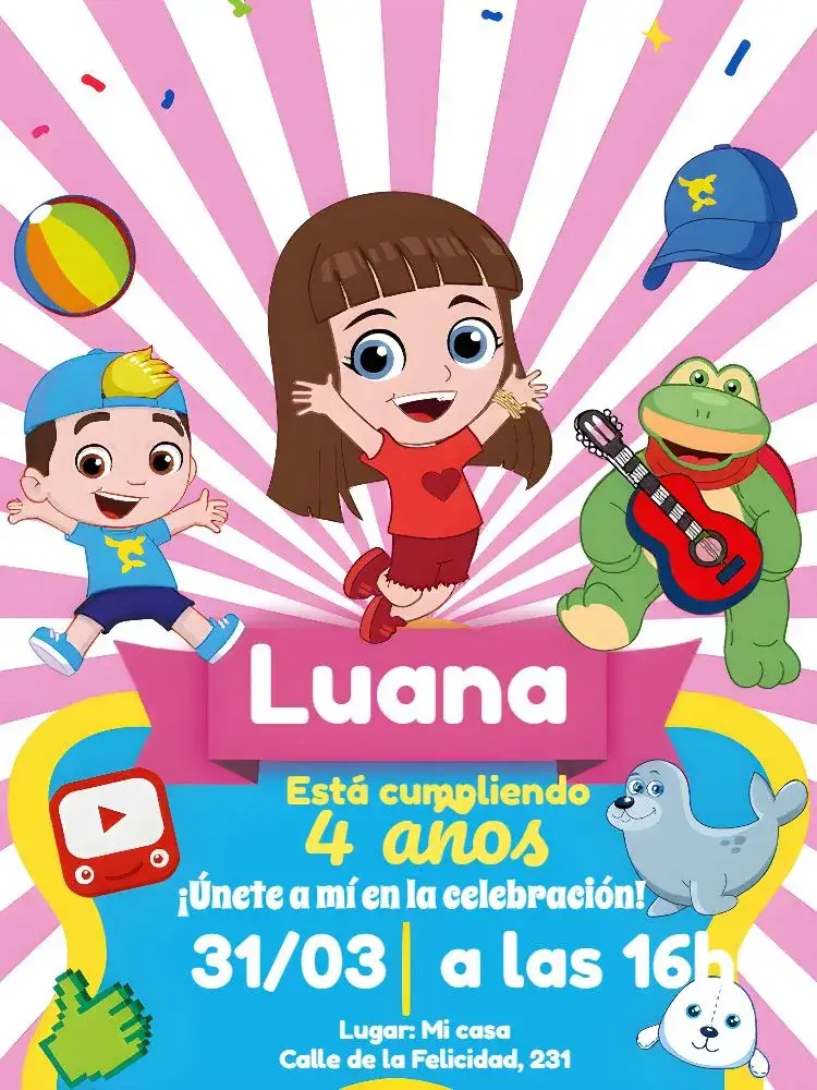 Invitación Luccas Neto Aventurero editable y personalizable