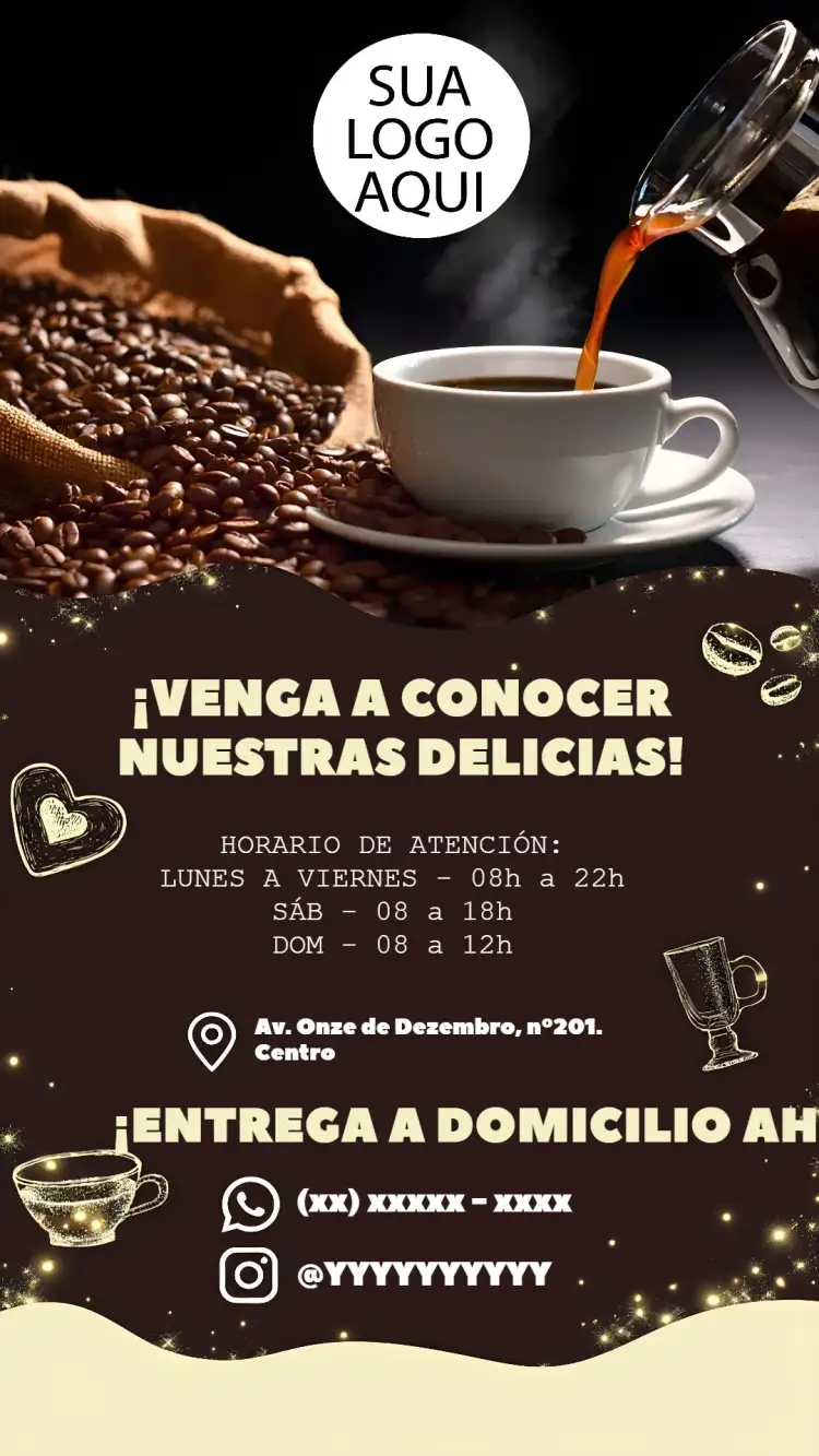 Invitación Tarjeta De Visita Cafetería Cartao – tema Más buscados marrón, moderno, elegante, minimalista, café, sofisticado