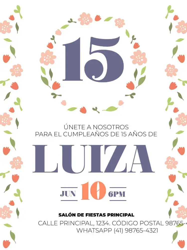 Invitación De 15 Años Encuentro Floral – tema 15 años floral, delicado, claro, blanco, femenino, moderno